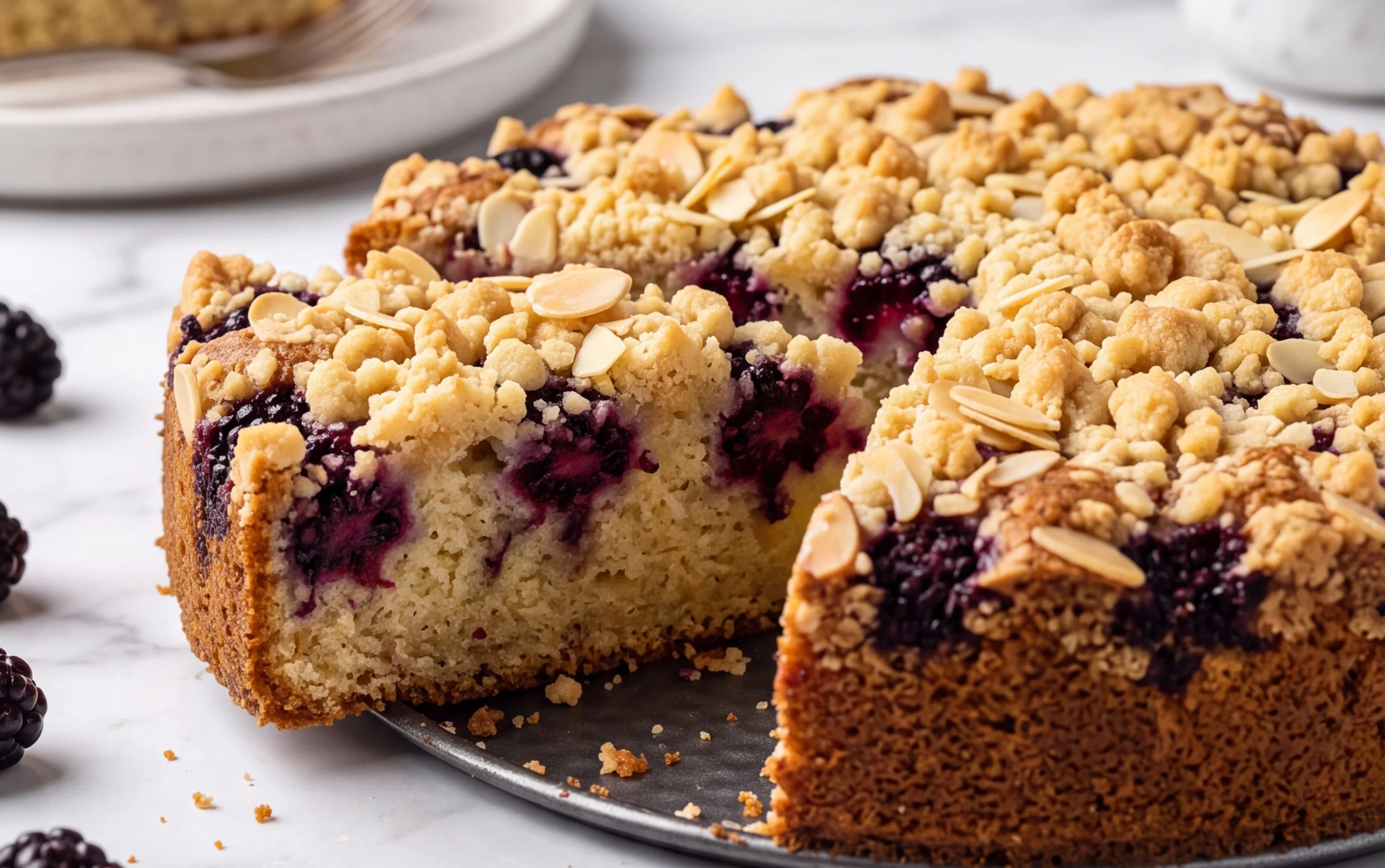 Brombeer-Mandelkuchen: Süße Streusel, fruchtiger Genuss